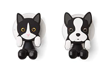 Fox Run French Bulldog and Black Cat Toothbrush Holders, Set of 2, Multicolored