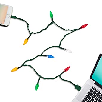 DCI Multicolor Christmas LED Lights, Glow in The Dark, USB and Charging Cable, 46 inch, Compatible with iPhone 5, 6, 7