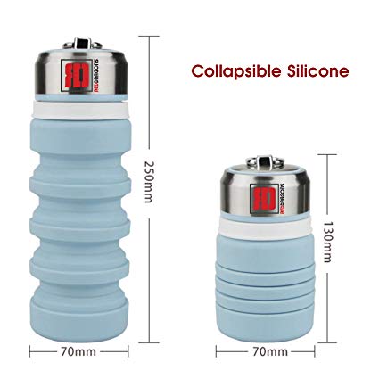 Collapsible Water Bottles for Travel & Outdoor 14oz | Food-Grade Silicone | BPA Free | Lightweight | Eco-Friendly | Blue Color