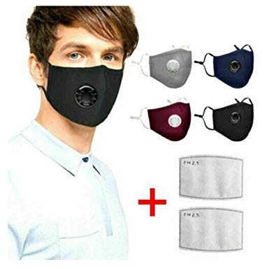 ZOOARTS Washable Reusable N95 Anti Air Pollution Face Mask &2 Filters (Navy Blue)