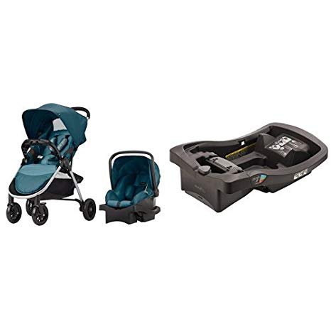 Evenflo Folio Travel System, Meridian with LiteMax Infant Car Seat Base, Black