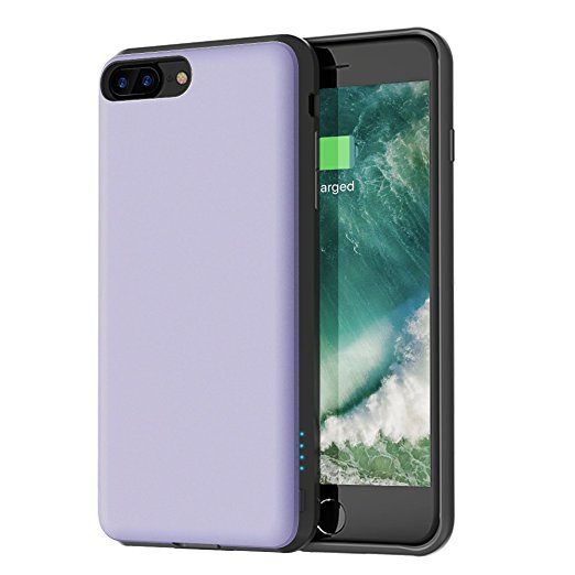 iPhone 8 Plus / 7 Plus Battery Case - Support Lightning Port Headphones, iDLEHANDS Charging Case, Rechargeable Battery Pack Case for Apple iPhone 8/7Plus, 3800mAh, Charge and Sync (Lavender)