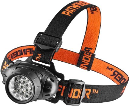 PATHFINDER 21 LED Headlamp Headlight - Lightweight, Comfortable and Weatherproof Flash Light/Torch - Water Resistant Safety Head Lamp - 4 User-Friendly Modes of Operation - Garage Workshop Garden Head lamp, Head Torch for Biking, Cycling, Climbing, Camping, Dog Walking, Hiking, Fishing, Night Reading, Riding, Running and other Outdoor and Indoor Activities - Adjustable Head Strap - 135 Degrees Adjustable Beam Angle - 100,000 Hours LED lifetime (in RETAIL PACKAGING) - BLACK