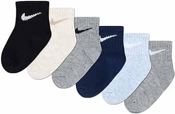 Nike Toddler Socks 6-Pack (US, Age, 2 Years, 4 Years, Blue/Grey/Tan/Black)