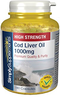 SimplySupplements Cod Liver Oil 1000mg |Pharmaceutical Grade|2x 180 Capsules