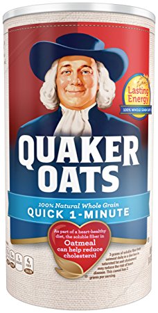 Quaker Oats Quick 1-Minute Oatmeal, Breakfast Cereal, 18oz Canister