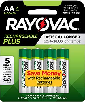 Rayovac Rechargeable AA Batteries, High Capacity Rechargeable Plus AA Batteries (4 Count)