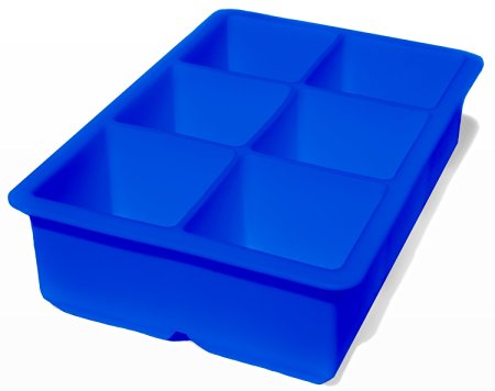 iNeibo Kitchen Whiskey Squares Silicone Ice Cube Tray - Make 6 Large 2 Inch Cubes the Perfect Size for Any Glass(blue)