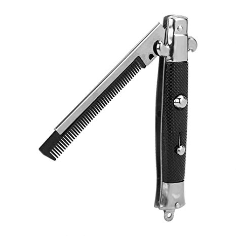 Switchblade Comb, Switchblade Spring Pocket Oil Hair Comb Folding Knife Looking Automatic Push Button Brush