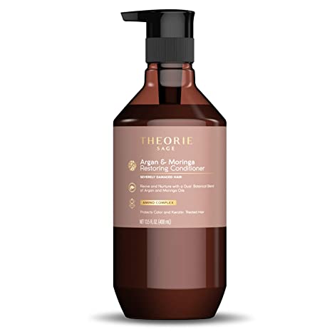 Theorie: Sage - Argan Moringa - Restoring Conditioner - Revive & Nurture - For Severely Damaged Hair - Protects Color & Karatin Treated Hair, 400mL