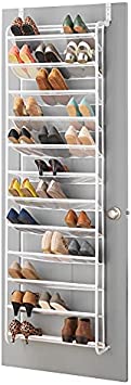 Whitmor 36-Pair Rack-White Over The Door Shoe Organizer