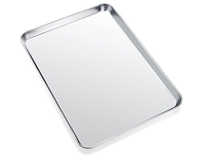 Baking Sheet, Zacfton Cookie Sheet Stainless Steel Toaster Oven Tray Pan Rectangle Size 12 x 10 x 1 inch, Non Toxic & Healthy,Superior Mirror Finish & Easy Clean, Dishwasher Safe