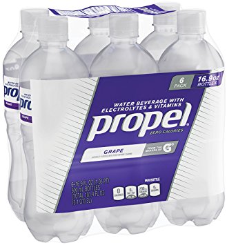Propel, Grape, Zero Calorie Sports Drinking Water with Antioxidant Vitamins C & E, 16.9 Ounce Bottles (Pack of 6)