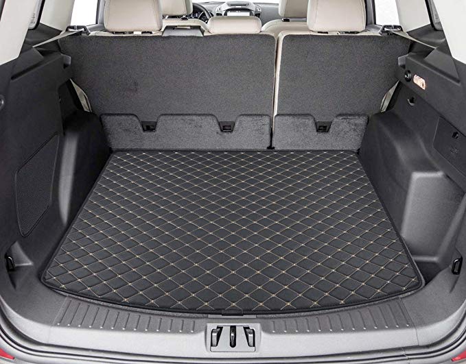 Motor Trend PM403 Leatherette Trunk Mat Cargo Liner Custom Exact Fit-Luxury Padded PU Leather-for Ford Escape 2013-2016