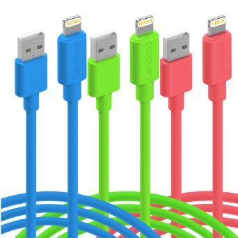 Cambond iPhone Cord, 3 Pack 8 Pin Apple Certified Lightning to USB Cable Durable Stepped Updated Cord Fast Charger / Rapid Charging Cable 10ft (Blue   Peach   Green)
