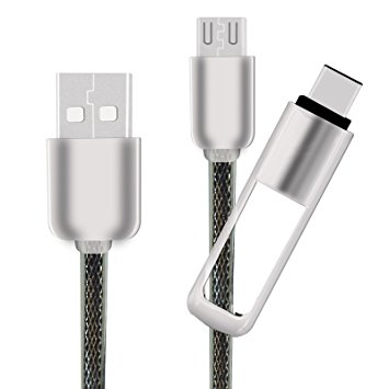 DMG 2 in 1 Type C Cable with micro USB Cable for Android/Windows Mobiles and Type C Devices (Colour may Vary)