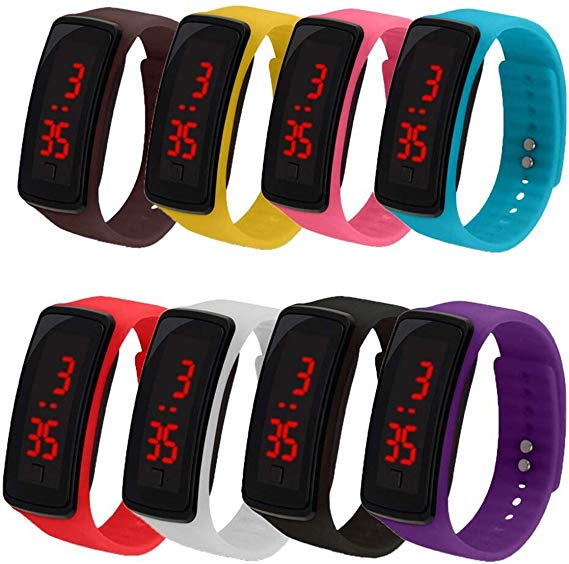 CdyBox 8 Pack Wholesale Men Women Kids Digital Wristwatch Touch Screen LED Bracelet Silicone Band Watch