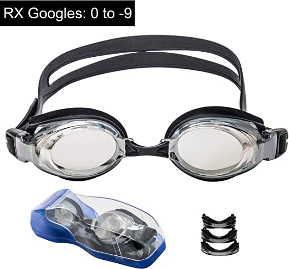 Noble Ocean Sight RX Optical Prescription Swim Goggles with Case, Interchangeable Lens for Unequal Eye Power