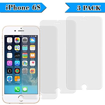 iPhone 6S Glass Screen Protector, [3 Pack] Zaneeta 9H HD Premium Tempered Glass for iPhone6s/ 6 [4.7 inch ONLY], 0.26mm Thickness, 99.9% Light Transparency