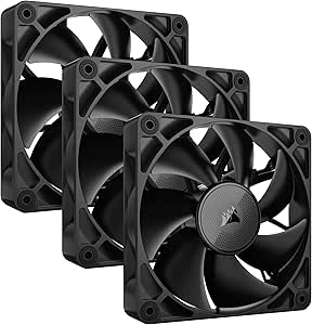 CORSAIR iCUE Link RX120 120mm PWM Fans with iCUE Link System Hub - Magnetic Dome Bearing - Triple Pack - Black