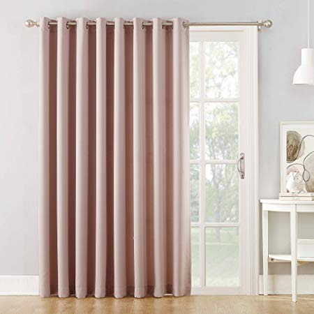 Sun Zero Barrow Grommet Sliding Patio Door Curtain Panel 100" x 84" Blush