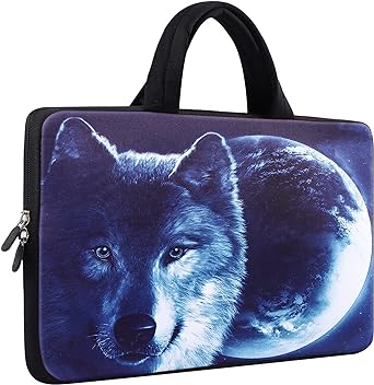 icolor 14.5 15 15.4 15.6 Inch Laptop Handle Bag, Computer Protective Carrying Case Pouch, Soft Travel Briefcase, Notebook Sleeve Cover for Dell HP Lenovo Toshiba Chromebook ASUS Acer, Wolf