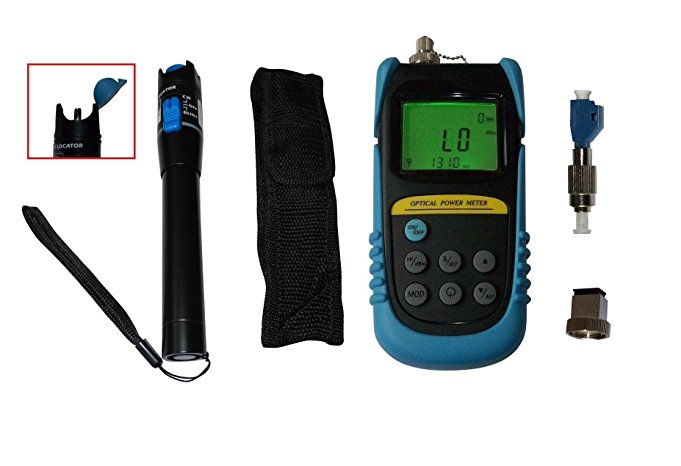 Optical Power Meter  26 to -50dBm W/ 20mW Visual Fault Locator Fiber Optic Cable Tester/ FC Male-LC Female Adapter