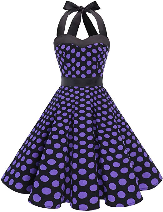 DRESSTELLS 50s Retro Halter Rockabilly Bridesmaid Audrey Dress Cocktail Dress