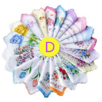 Dillian Womens Vintage Floral Wedding Party Cotton Handkerchiefs,10pcs