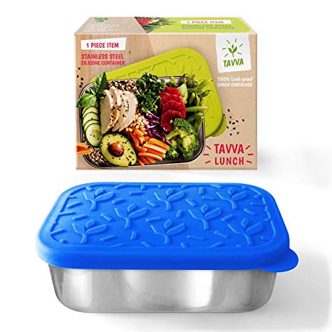 Stainless Steel Food Container with Lid - Plastic Free - Silicone Lid - Leakproof Lunch Container - Reusable - Dishwasher Safe - for Kids Lunch, Lunch Salad, Sides or Healthy Snacks
