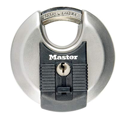 Master Lock Padlock, Excell® Stainless Steel Discus Padlock with Shrouded Shackle, High Security Lock, Keyed Lock, Best Used for Storage Units, Sheds, Garages, Trailers and More