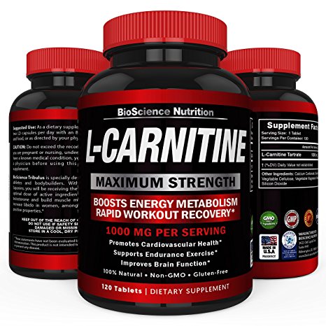 L-Carnitine 1000mg 120 Capsules – Tartrate Carnitine Amino Acid - BioScience Nutrition USA