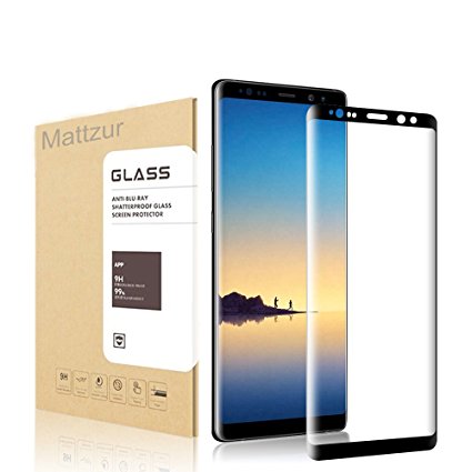 Galaxy Note 8 Glass Screen Protector, Mattzur Tempered Glass, [9H Hardness][Anti-Fingerprint][Scratch Proof][Anti-Scratch] Screen Protector for Samsung Galaxy Note 8 - Full Screen Coverage - [Black]