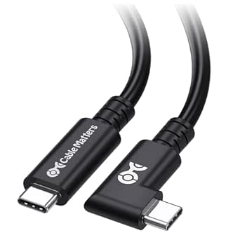 Cable Matters [USB-IF Certified] 20Gbps Right Angle USB 4 Cable 3m, with 8K Video, 240W Charging, Compatible with Thunderbolt 4 Cable, iPhone 15 Pro Max, Apple Vision Pro, MacBook, XPS, Surface