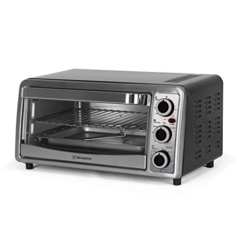 Westinghouse 6 Slice Toaster Oven, Temperature Control, Cool Touch Handle, 3 Adjustable Knobs, 4 Stand Base, Stainless Steel (Toaster Oven with Convection)