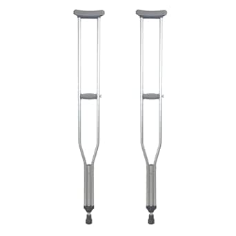 Dynarex Aluminum Crutch-Tall Adult Size, 5'10" to 6'6", Push-Button Height Adjustment, Cushioned Underarm & Comfortable Hand Grips, 300 lb. Weight Capacity, 1 Pair