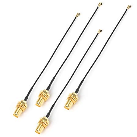 Hyber&Cara 4” U.FL IPEX Mini PCI to SMA Female Pigtail Low Loss Wi-Fi Antenna Cable Pack of 4