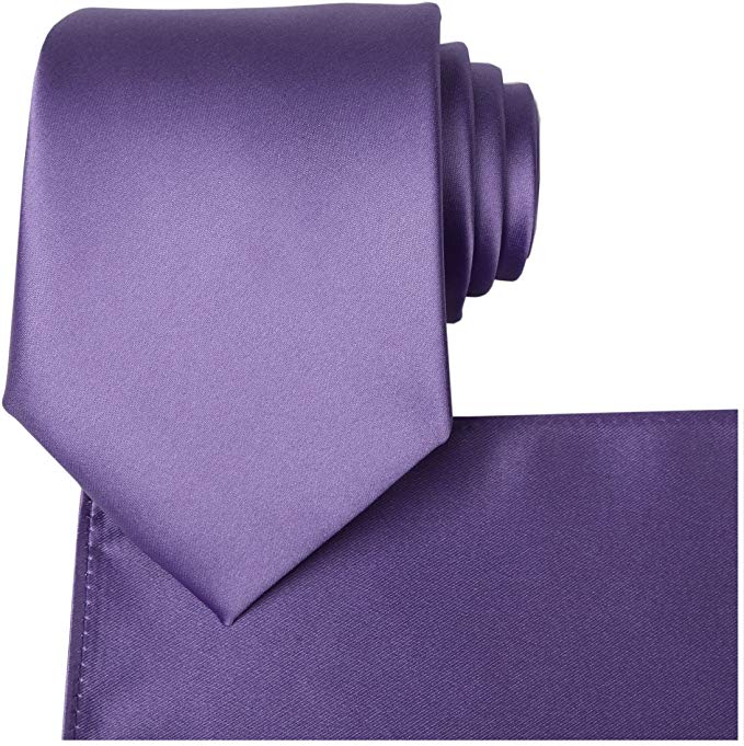 KissTies Solid Tie Set Satin Wedding Ties   Pocket Square   Gift Box