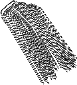 100 Packs 6 Inches Heavy Duty 11 Gauge Galvanized Steel Garden Stakes Staples Securing Pegs for Securing Weed Fabric Landscape Fabric Netting Ground Sheets and Fleece