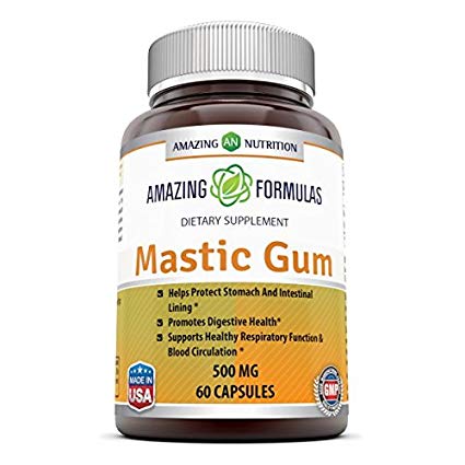 Amazing Nutrition Mastic Gum 500 Mg 60 Capsules - Supports Gastrointestinal and Oral Health - Natural and Safe for Occasional Stomach Relief