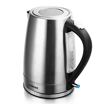 Cusimax 1.7 L 3000 W Cordless Electric Kettle, BPA-Free Water Kettle, Auto Shut-off and Boil-dry Protection, CMWK-180S, Stainless Steel, Silver