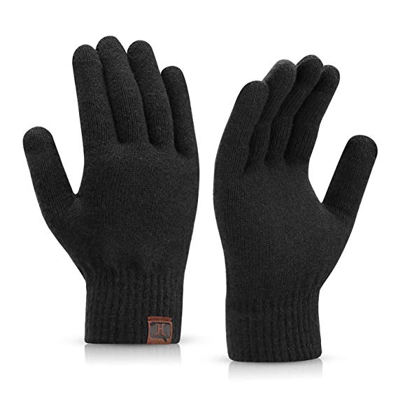 mysuntown Winter Beanie Hats Scarf Touch Screen Gloves 2-3 Pieces Hat Scarf Gloves Set Thick Knit Skull Cap for Men Women