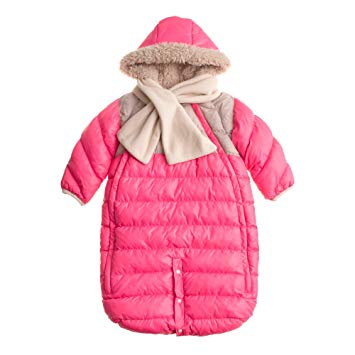 7AM Enfant Doudoune One Piece Infant Snowsuit Bunting, Neon Pink/Beige, Medium