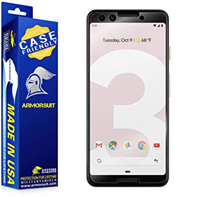 ArmorSuit Google Pixel 3 Screen Protector [Case Friendly] MilitaryShield Case Friendly Screen Protector Compatible with Google Pixel 3 - HD Clear Anti-Bubble