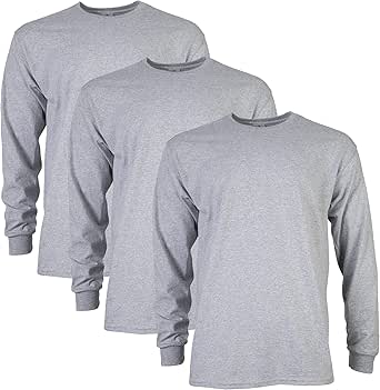 Gildan Unisex Adult Ultra Cotton Long Sleeve T-Shirt, Style G2400, Multipack