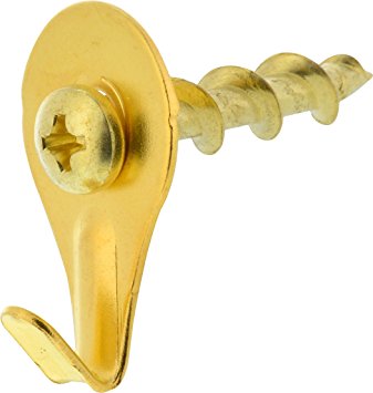 Hillman 122367 Self-Drilling Brass Wall Dogs with Picture Hanging Hook, up to 50 lbs