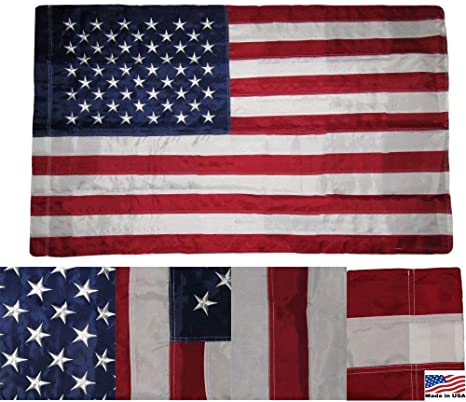 RFCO 28x40 Embroidered USA American Pole Sleeve Nylon Flag 28"x40" (Made in USA) Fade Resistant Double Stitched Premium Quality