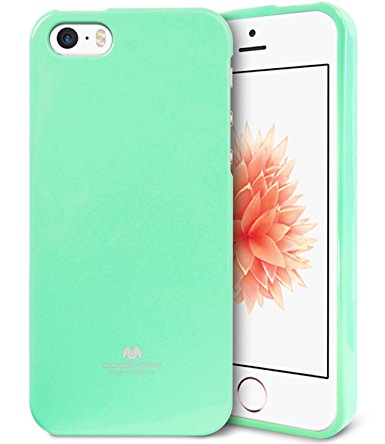 iPhone SE Case, iPhone 5S Case, iPhone 5 Case, [Ultra Slim] Goospery® Color Pearl Jelly [Pearl Glitter] Case Premium TPU [Anti-Yellowing / Discoloring Finish] Cover for Apple iPhone SE/5S - Mint Green