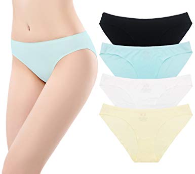 SHEKINI Women's 4 Pack Cotton Coverage Seamless Brief Panties Underwear