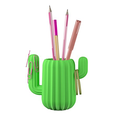 Mustard Pen Holder Desktop Organiser - Green Cactus